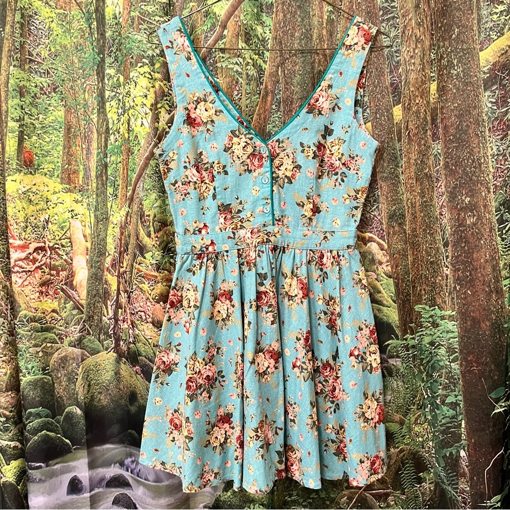 Lucca Couture Turquoise blue floral dress